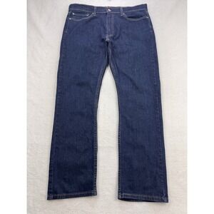 Levis 513 Jeans Men 36x30 Blue Slim Straight Stretch‎ Whisker Distress Denim